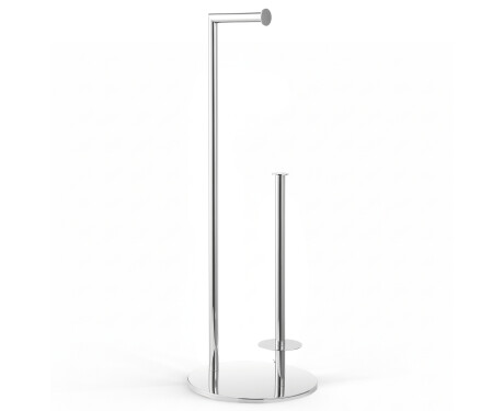 Porte-papier toilette + rouleaux de rechange / profilé et socle ronds / acier poli
