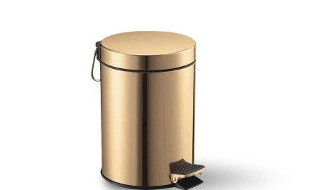 Poubelle à pédale STANDARD ronde 3 L, fermeture en douceur / doré brillant