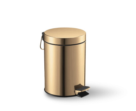 Poubelle à pédale STANDARD ronde 3 L, fermeture en douceur / doré brillant