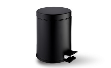 Poubelle à pédale STANDARD ronde 3 L, fermeture en douceur / noir mat
