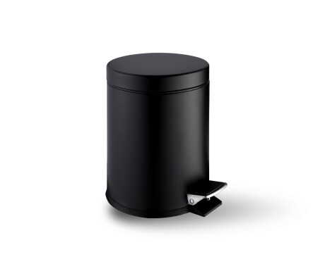 Poubelle à pédale STANDARD ronde 3 L, fermeture en douceur / noir mat