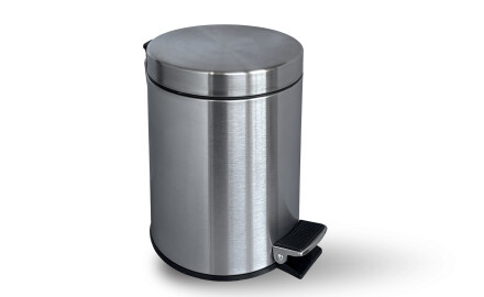 Poubelle à pédale STANDARD ronde 3 L, fermeture en douceur / acier satiné