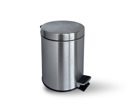 Poubelle à pédale STANDARD ronde 3 L, fermeture en douceur / acier satiné