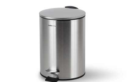 Poubelle à pédale BUDGET ronde 3 L, fermeture en douceur / acier inoxydable satiné