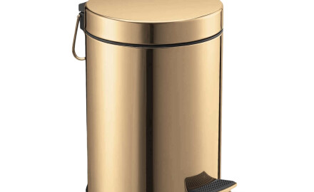 Poubelle à pédale STANDARD ronde 5 L, fermeture en douceur / doré brillant