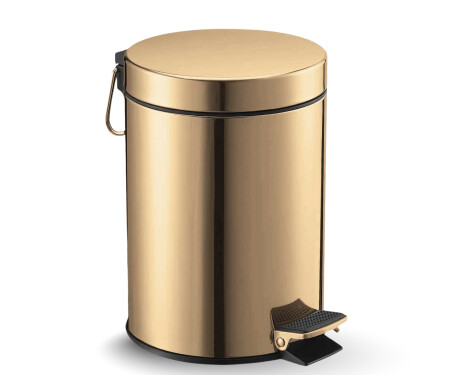 Poubelle à pédale STANDARD ronde 5 L, fermeture en douceur / doré brillant