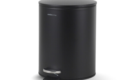 Poubelle à pédale BUDGET ronde 5 L, fermeture en douceur / acier noir mat