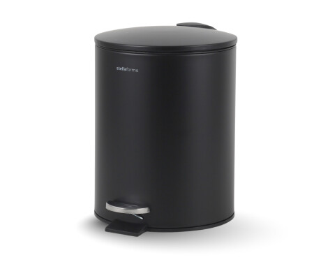 Poubelle à pédale BUDGET ronde 5 L, fermeture en douceur / acier noir mat