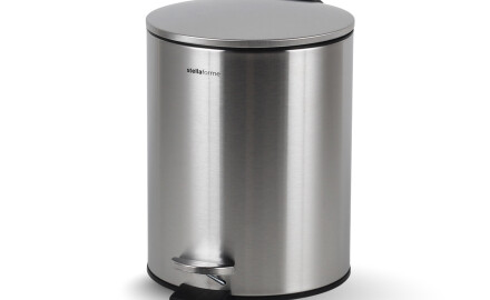 Poubelle à pédale BUDGET ronde 5 L, fermeture en douceur / acier inoxydable satiné