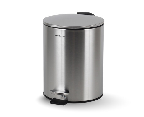 Poubelle à pédale BUDGET ronde 5 L, fermeture en douceur / acier inoxydable satiné