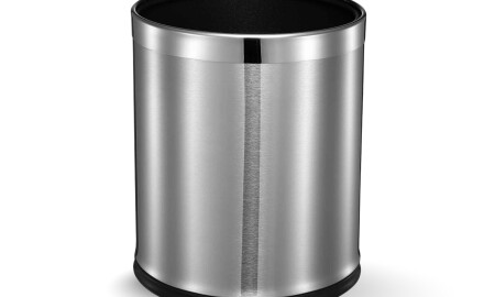Corbeille ouverte de 9 L / coque amovible / acier brossé, anneau en acier poli