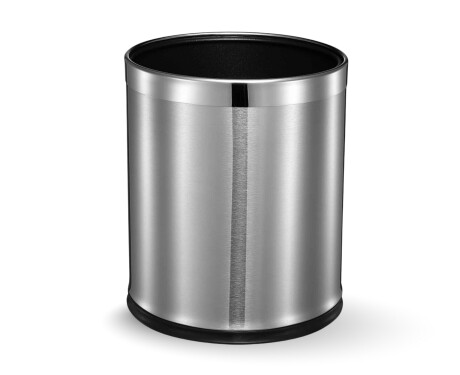 Corbeille ouverte de 9 L / coque amovible / acier brossé, anneau en acier poli