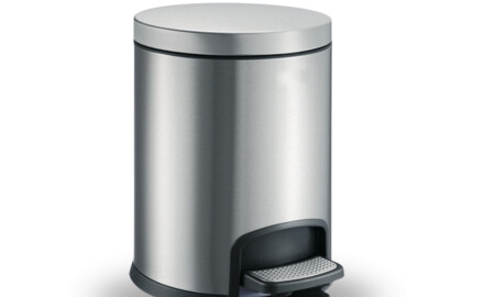 Poubelle à pédale PREMIUM ronde 5 L, fermeture en douceur / acier inoxydable satiné