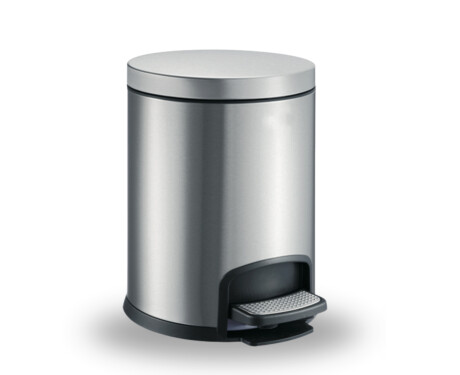 Poubelle à pédale PREMIUM ronde 5 L, fermeture en douceur / acier inoxydable satiné
