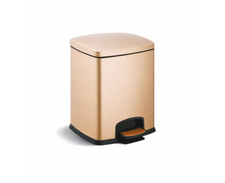 Poubelle à pédale PREMIUM rectangulaire 5 L, fermeture amortie / champagne