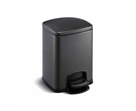 Poubelle à pédale PREMIUM rectangulaire 5 L, fermeture amortie / noir mat