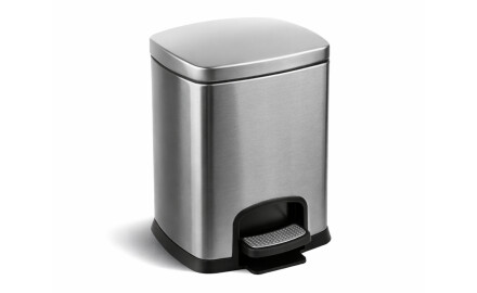 Poubelle à pédale PREMIUM rectangulaire 5 L, fermeture en douceur / acier inoxydable satiné