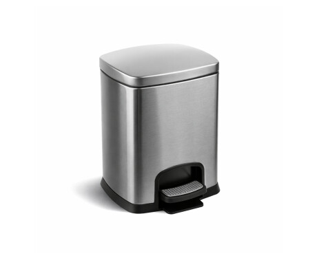 Poubelle à pédale PREMIUM rectangulaire 5 L, fermeture en douceur / acier inoxydable satiné