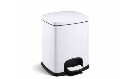 Poubelle à pédale PREMIUM rectangulaire 5 L, fermeture en douceur / blanche