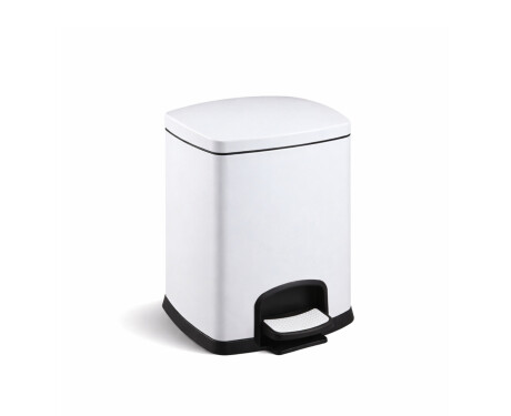 Poubelle à pédale PREMIUM rectangulaire 5 L, fermeture en douceur / blanche