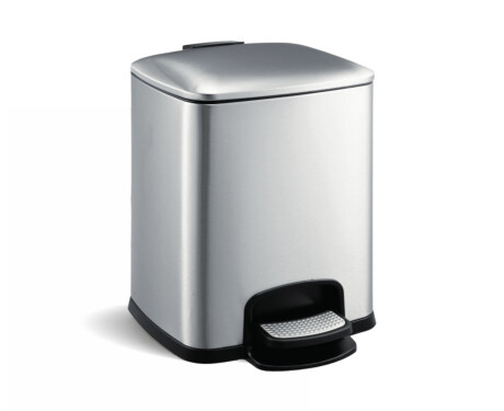Poubelle à pédale PREMIUM rectangulaire 8 L, fermeture en douceur / acier inoxydable satiné