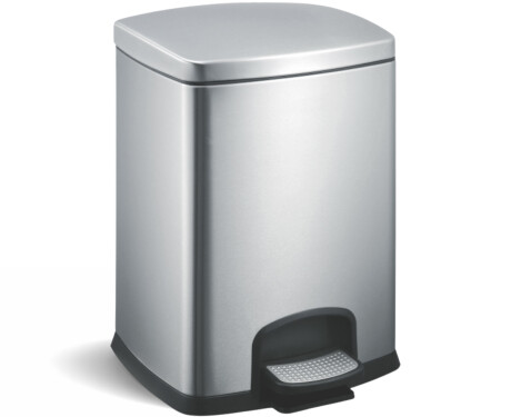 Poubelle à pédale PREMIUM rectangulaire 12 L, fermeture en douceur / acier inoxydable satiné