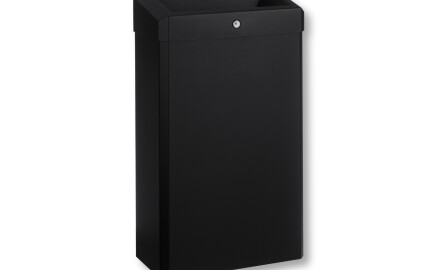 Poubelle de 30 L avec couvercle ouvert, série R1 / acier inoxydable noir mat