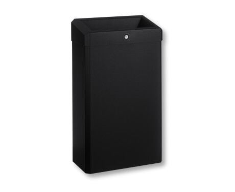 Poubelle de 30 L avec couvercle ouvert, série R1 / acier inoxydable noir mat