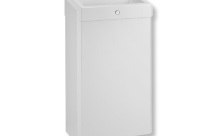 Poubelle de 30 L avec couvercle ouvert, série R1 / acier inoxydable blanc mat