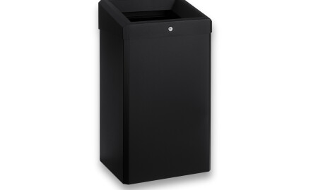 Poubelle de 49 L avec couvercle ouvert, série R1 / acier inoxydable noir mat