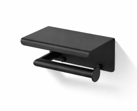 Porte-papier toilette / avec étagère / noir mat