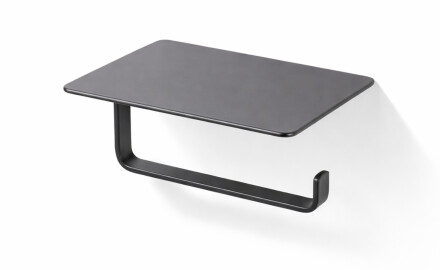 Porte-papier toilette / avec étagère / noir mat