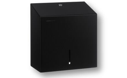 Distributeur carré pour papier toilette en rouleau, Ø max. 19 cm, série R1 / acier inoxydable noir mat