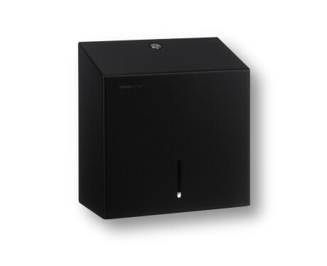Distributeur carré pour papier toilette en rouleau, Ø max. 19 cm, série R1 / acier inoxydable noir mat
