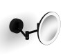 Miroir de maquillage grossissant 3x, rond, éclairage LED couleur chaude/froide, inclinable, double bras articulé / noir mat