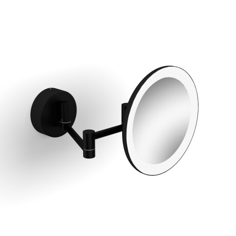 Miroir de maquillage grossissant 3x, rond, éclairage LED couleur chaude/froide, inclinable, double bras articulé / noir mat #1