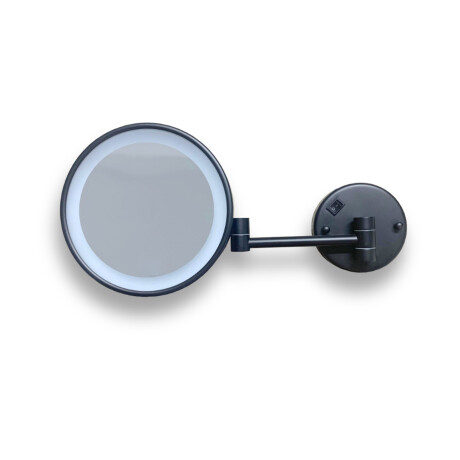 Miroir de maquillage grossissant 3x, rond, éclairage LED à lumière neutre, inclinable, double bras articulé / noir mat #1