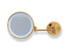 Miroir de maquillage grossissant 3x, rond, éclairage LED à lumière neutre, inclinable, double bras articulé / finition dorée brillante