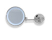Miroir de maquillage grossissant 3x, rond, éclairage LED à lumière neutre, inclinable, double bras articulé / chromé