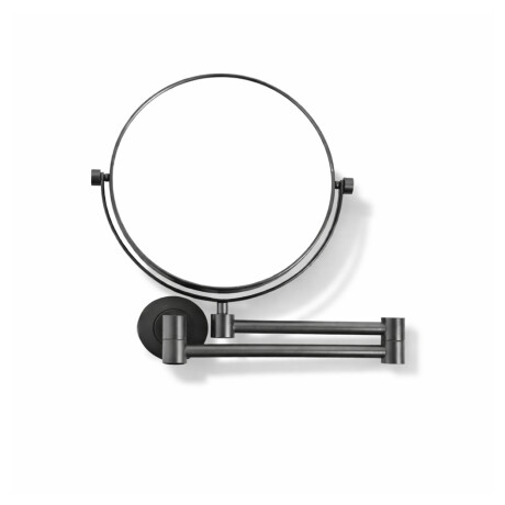 Miroir de maquillage droit / grossissant 3x, rond, inclinable, à double bras articulé / noir mat #1