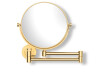 Miroir de courtoisie droit / grossissement 3x, rond, inclinable, double bras articulé / finition dorée brillante