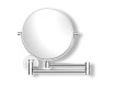 Miroir de maquillage droit / grossissant 3x, rond, inclinable, à double bras articulé / chromé