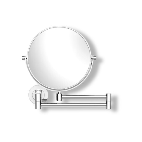 Miroir de maquillage droit / grossissant 3x, rond, inclinable, à double bras articulé / chromé #1