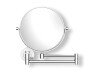 Miroir de maquillage droit / grossissant 5x, rond, inclinable, à double bras articulé / chromé