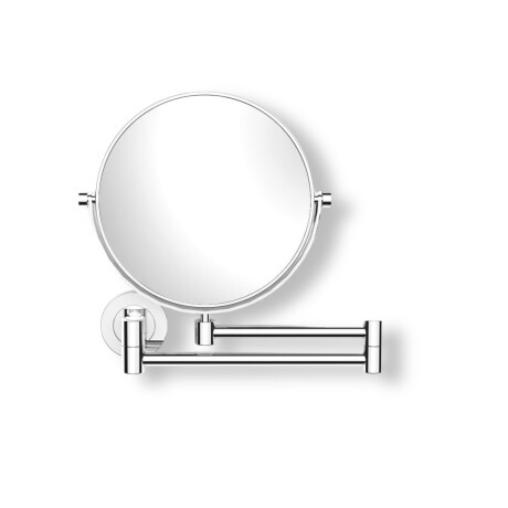 Miroir de maquillage droit / grossissant 5x, rond, inclinable, à double bras articulé / chromé #1