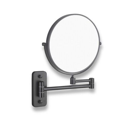 Miroir de maquillage droit / grossissant 3x, rond, inclinable, à double bras articulé / noir mat #1