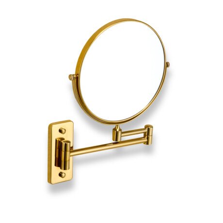 Miroir de courtoisie droit / grossissant 3x, rond, inclinable, à double bras articulé / finition dorée brillante #1