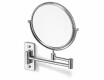 Miroir de maquillage droit / grossissant 3x, rond, rabattable, à double bras articulé / chromé