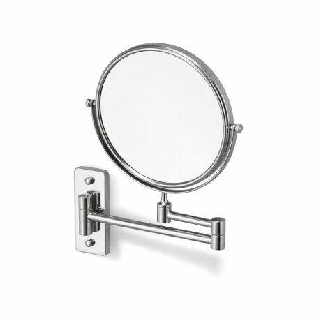 Miroir de maquillage droit / grossissant 3x, rond, rabattable, à double bras articulé / chromé #1