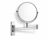 Miroir de maquillage droit / grossissant 3x, rond, rabattable, à double bras articulé / chromé